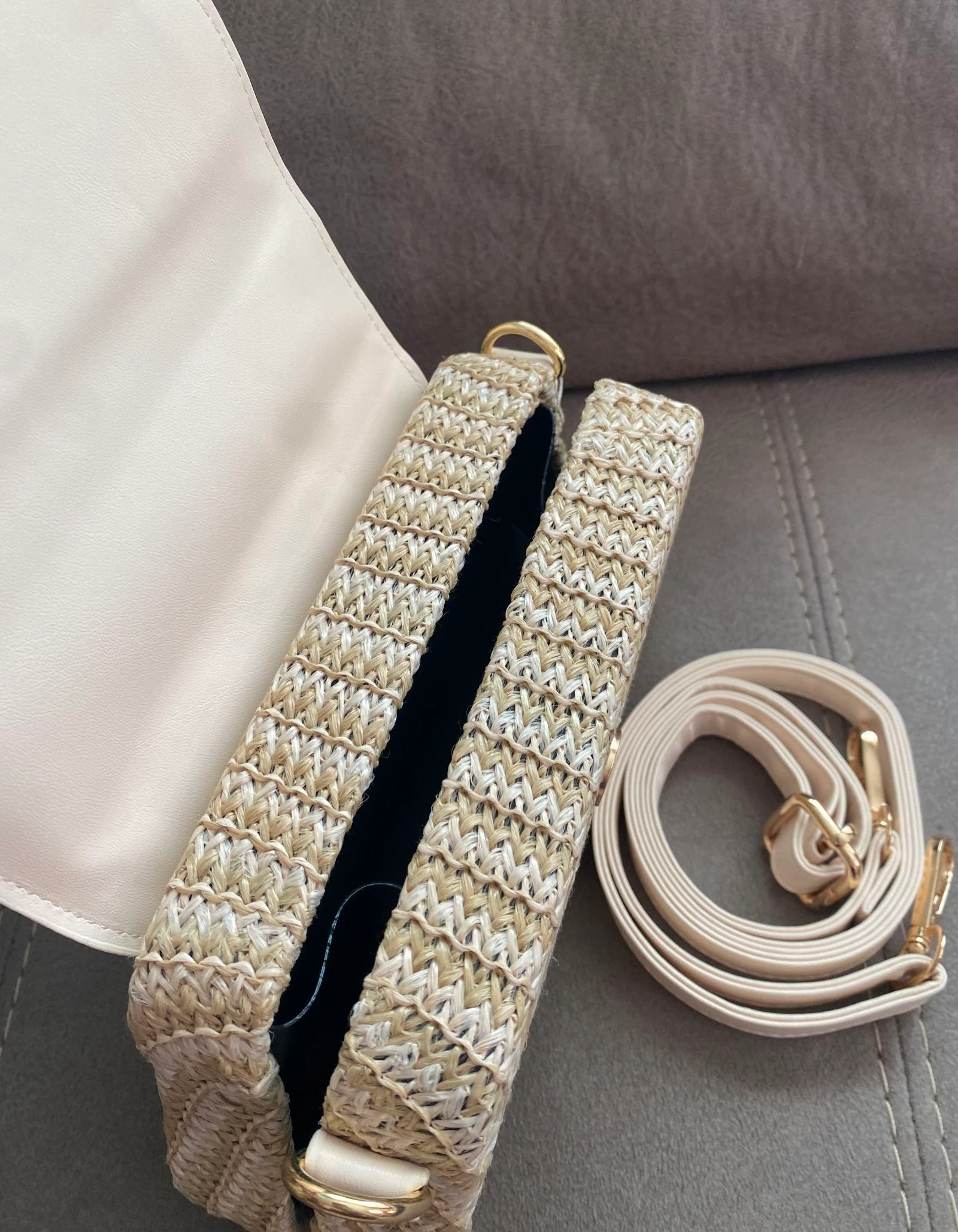 Beige koffers tas van rotan en kunstleer – photo 6